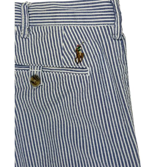 Polo Ralph Lauren Pants Blue White Seersucker Stretch Straight Fit Mens 38x31 - Picture 2 of 14
